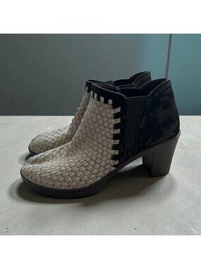 STEVEN STEVE MADDEN Black Silver Heels Ankle Boots Size 8.5